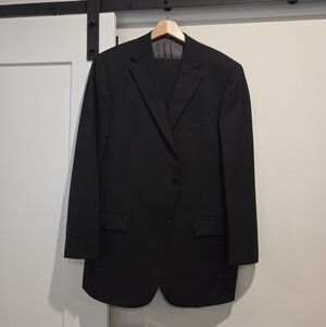 Hart Schaffner Marx Charcoal Satin Lined Black Pinstripe Sport Coat sz 44reg